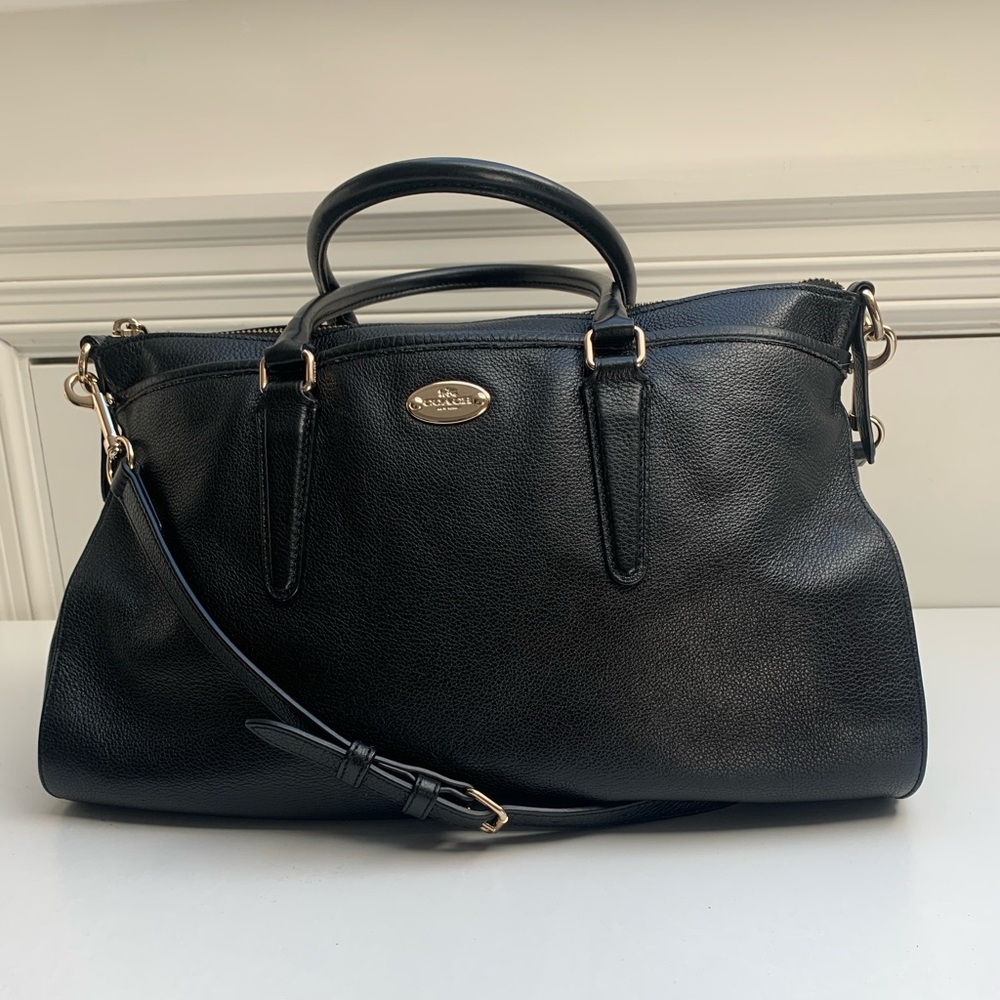 Coach Authentic Morgan Black Pebble Leather Satchel